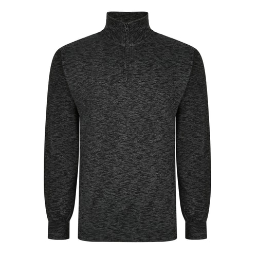 Bigdude Half Zip Marl Pullover Black